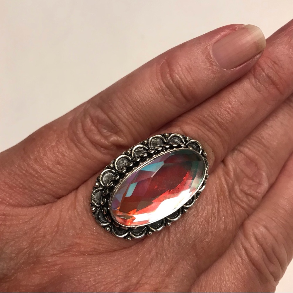 Rainbow Fire Topaz Stamped 925 Sterling Silver Ring